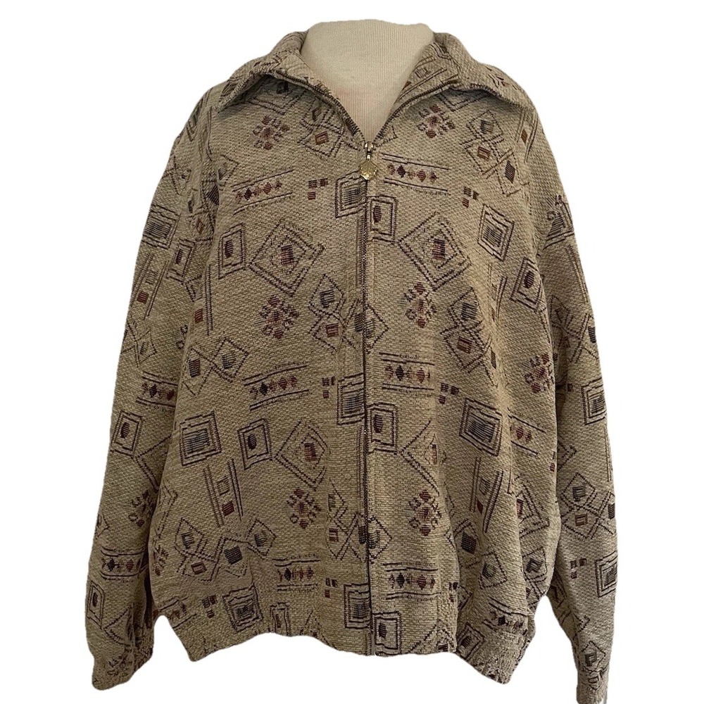 Vintage Leslie Fay Haberdashery Fall Southwestern Jacket Zip Front Womens sz 10